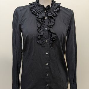 J. CREW Women Formal Shirt Blouse Ruffle Collar